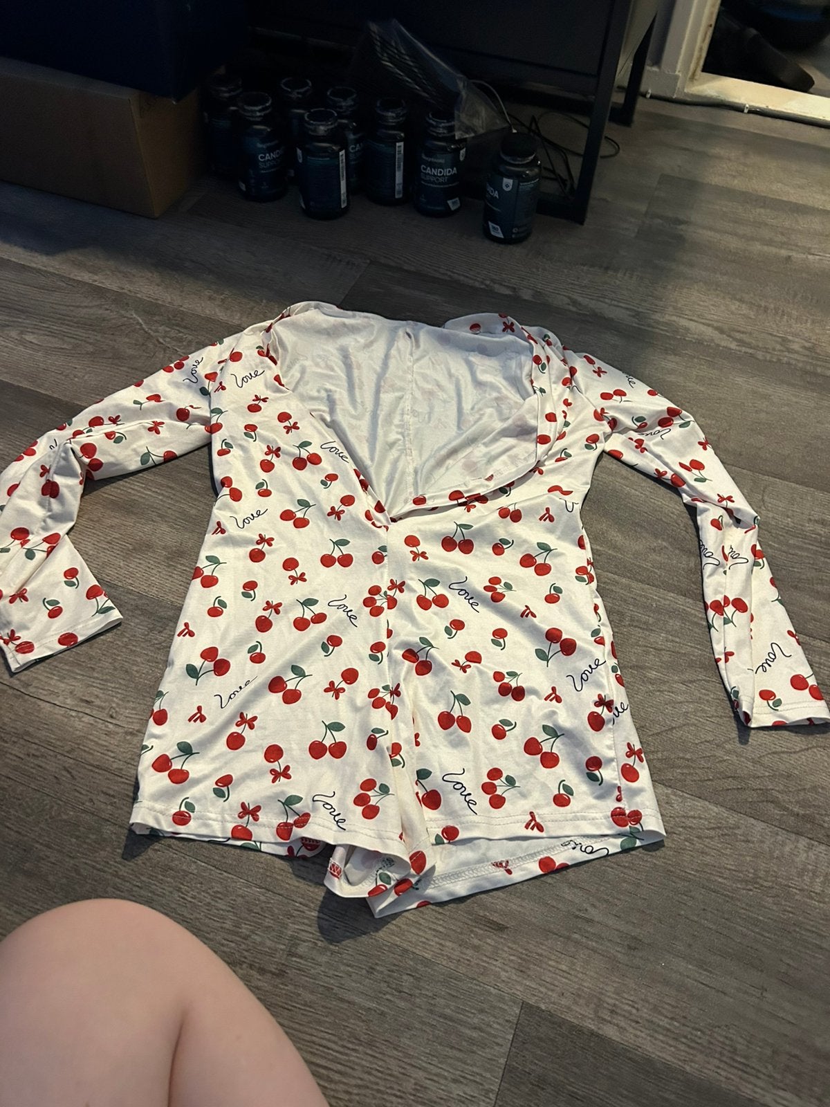 Kersen pyjama wit, maat M, Ophalen of Verzenden, Nieuw, Maat 38/40 (M)