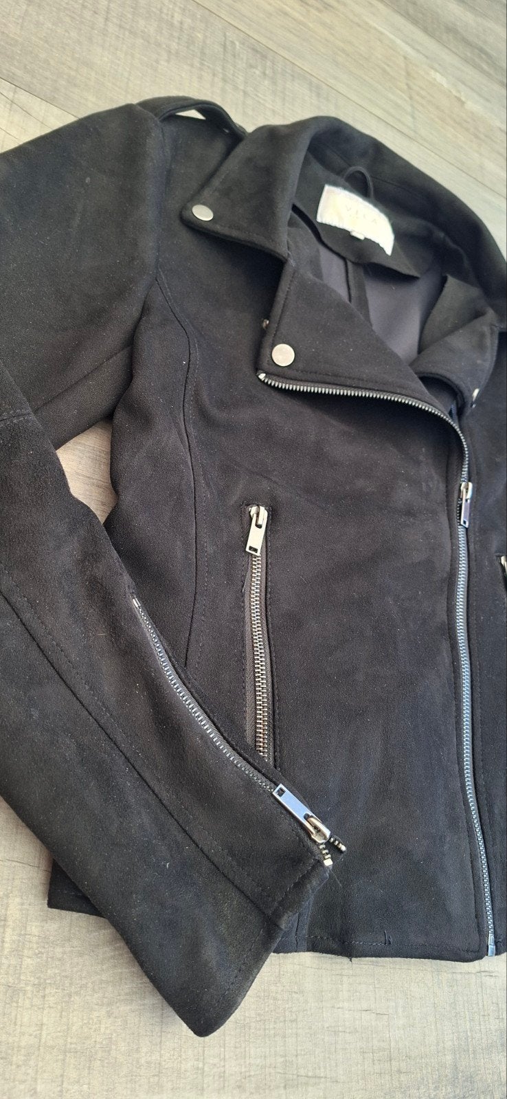 VILA Zwart Suède Look Bikerjack - Maat 36 (S), VILA, Zwart, Ophalen of Verzenden, Zo goed als nieuw