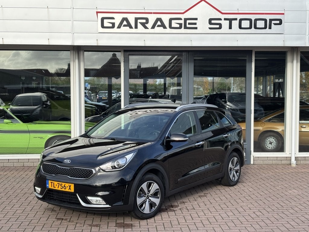 Kia Niro 1.6 GDi HEV Dyn.Line. 1e eigenaar!, Auto's, Dealer onderhouden, Gebruikt, Leder en Stof, Zwart
