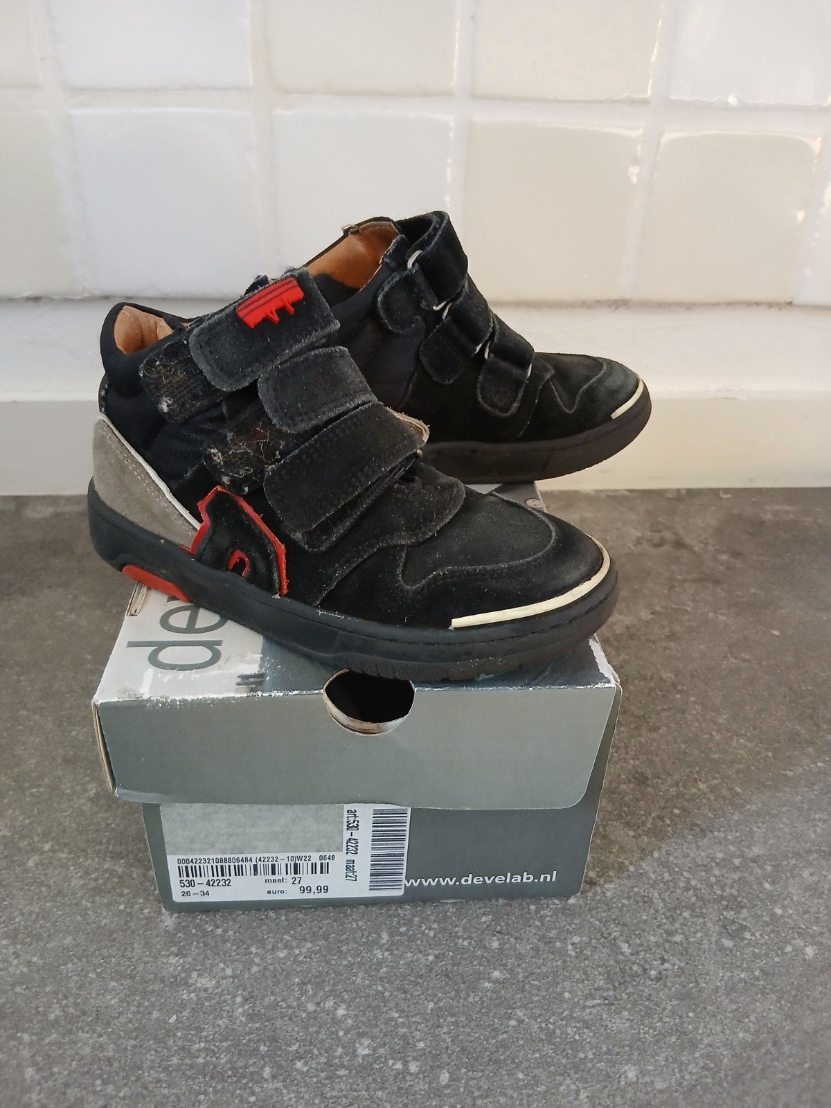 Devaleb Sport Kinderschoenen Maat 27 Zwart met Klittenband, Gebruikt, Develab, Schoenen, Ophalen of Verzenden