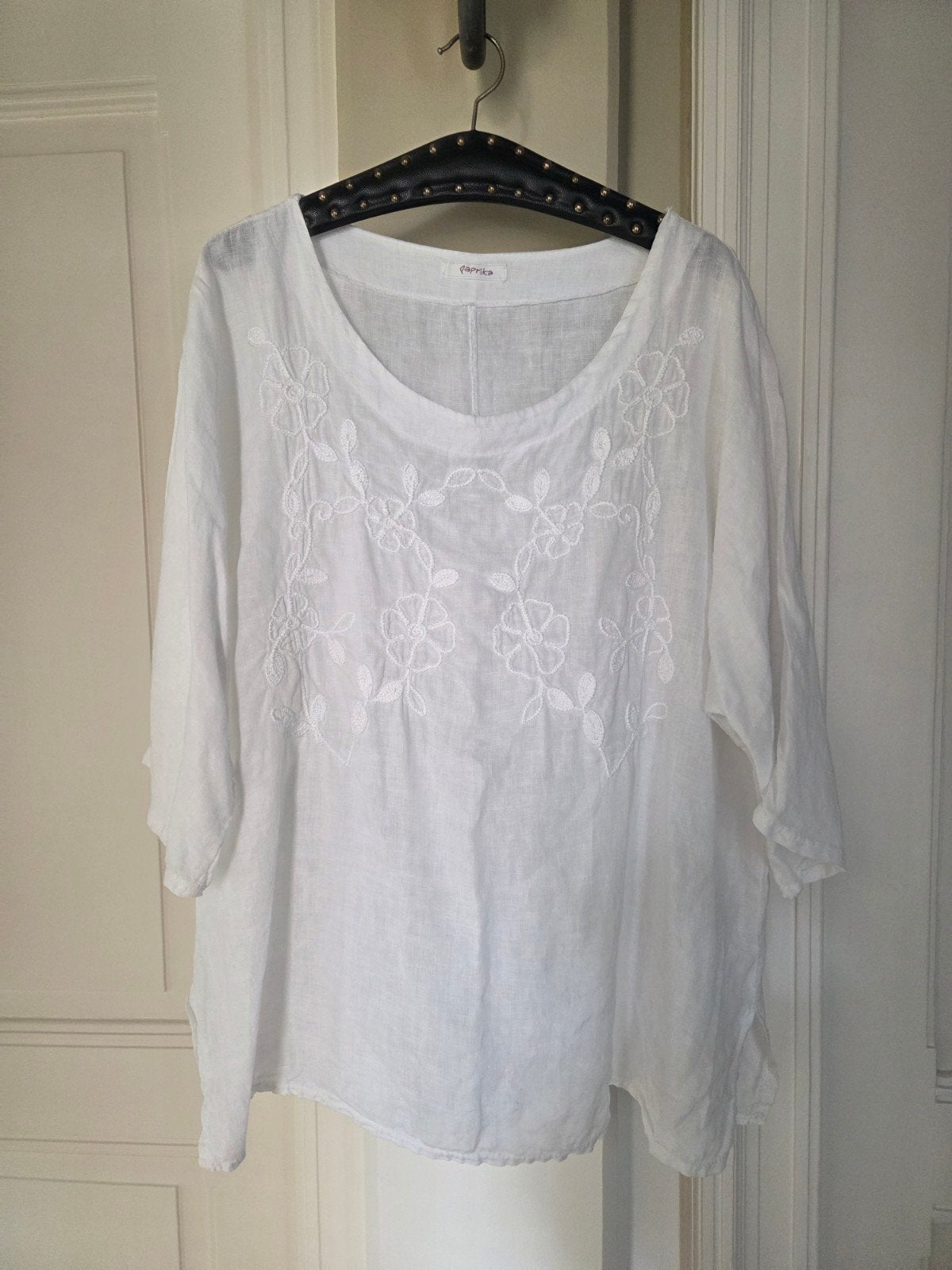 Paprika witte linnen tuniek met borduursel maat 4, Ophalen of Verzenden, Zo goed als nieuw, Paprika, Blouse of Tuniek