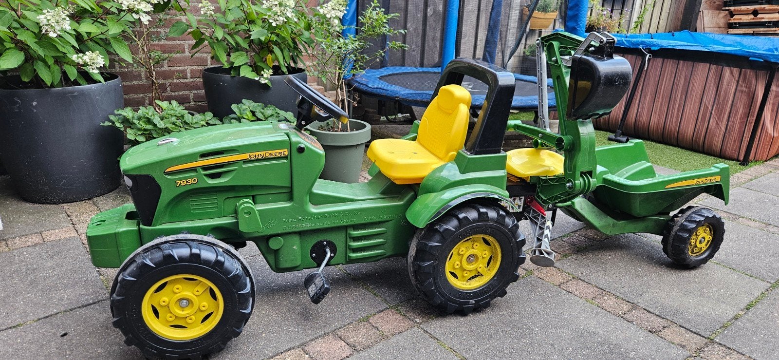 John Deere 7930 traptractor met aanhanger en graafmachine, Ophalen, Gebruikt