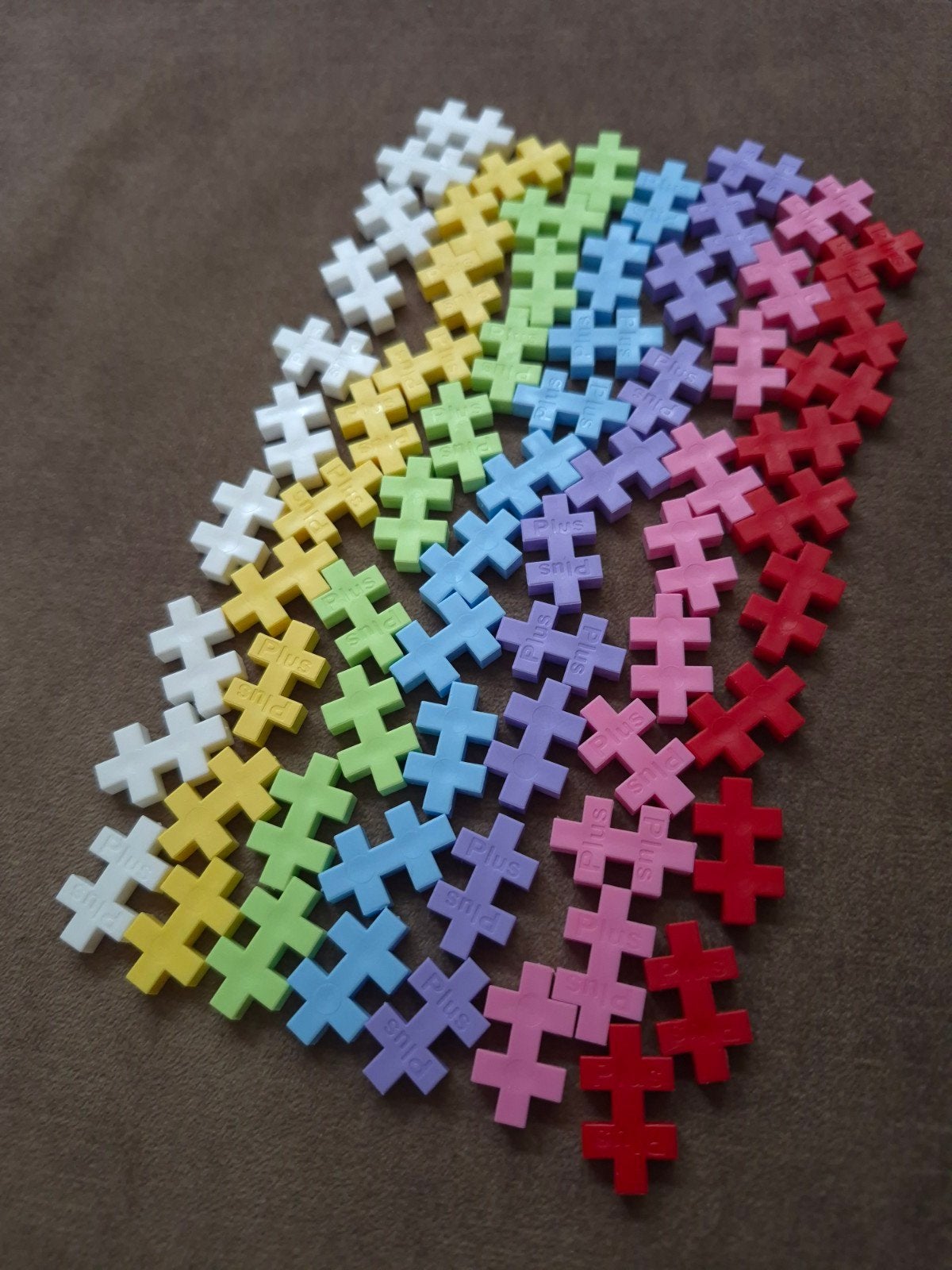Plus-Plus bouwsteentjes - mini pastel met rood, Ophalen of Verzenden, Zo goed als nieuw, Overige merken
