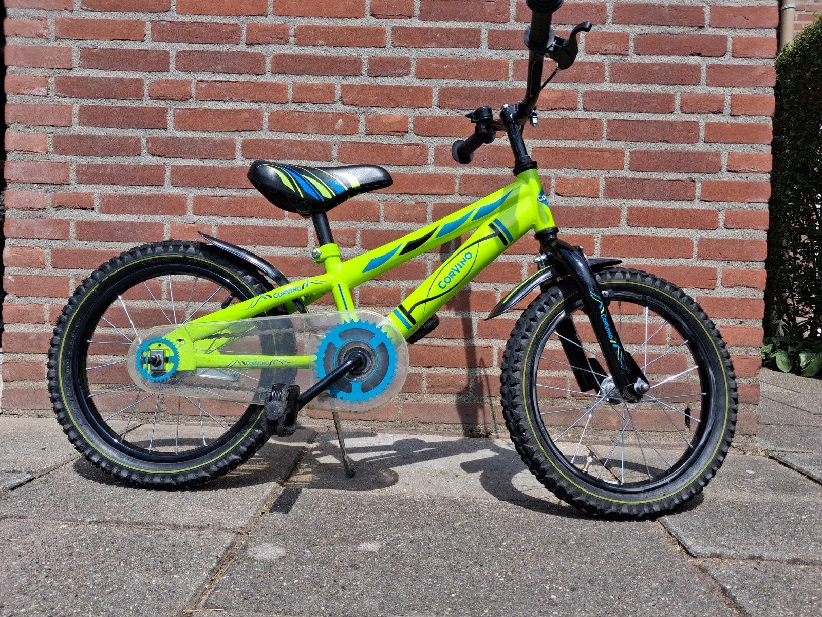 Corvino kinderfiets 16 inch met zijwieltjes, Ophalen, Terugtraprem, Zijwieltjes, Corvino