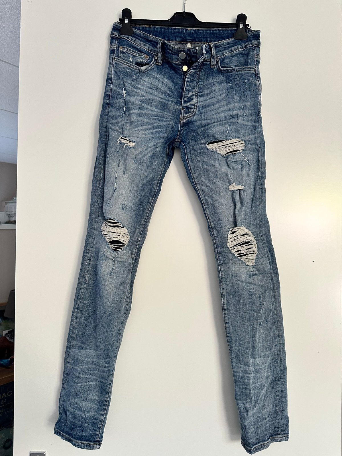 Amiri stijl jeans - Zeer goede kwaliteit, Kleding | Heren, Ophalen of Verzenden, Gedragen, Blauw, W32 (confectie 46) of kleiner