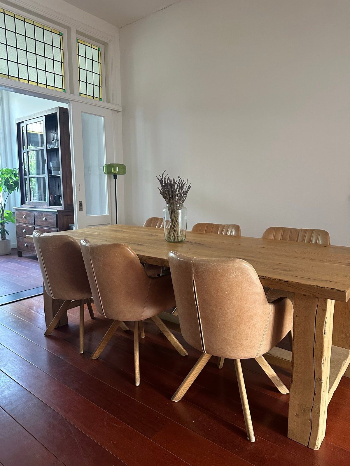 Robuuste eettafel van massief eikenhout, Huis en Inrichting, Tafels | Eettafels, Zo goed als nieuw, 150 tot 200 cm, 200 cm of meer