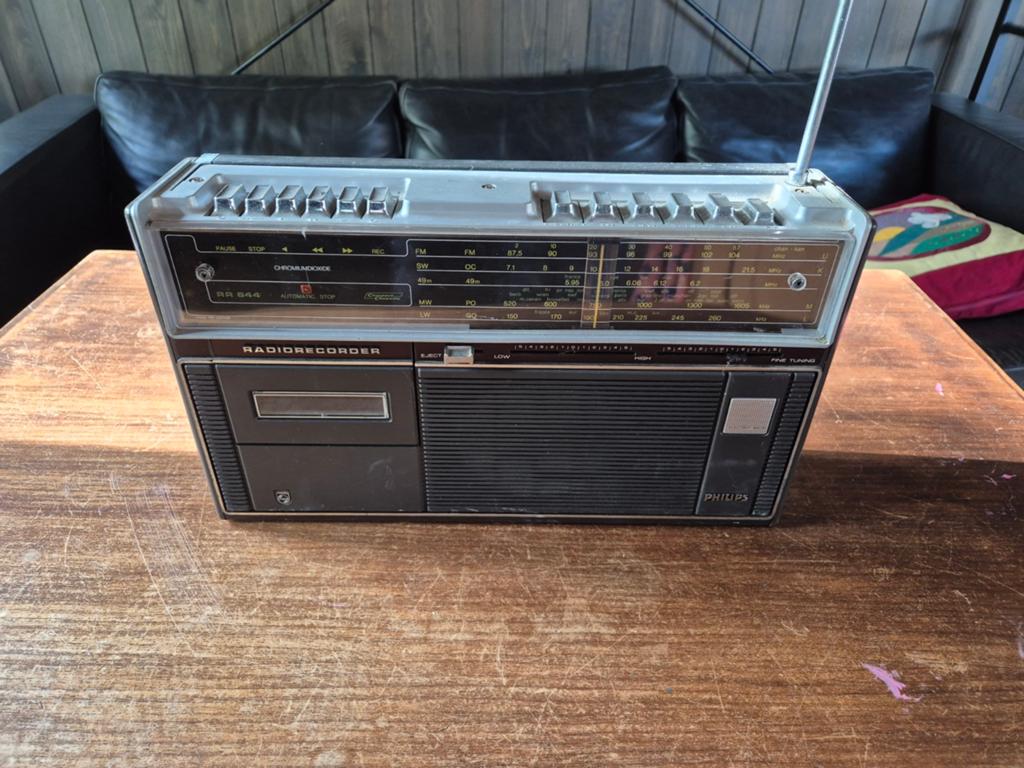 Vintage Philips radio met cassettedeck, Ophalen of Verzenden, Bandrecorder