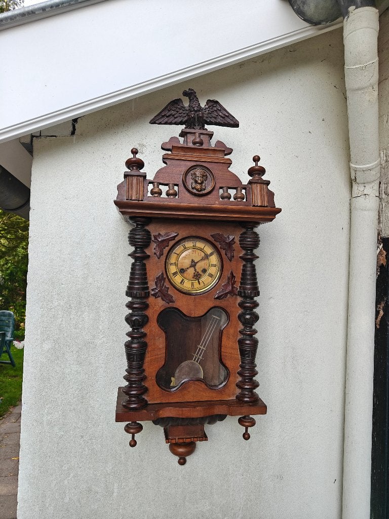 antieke houten regulateur klok, Ophalen