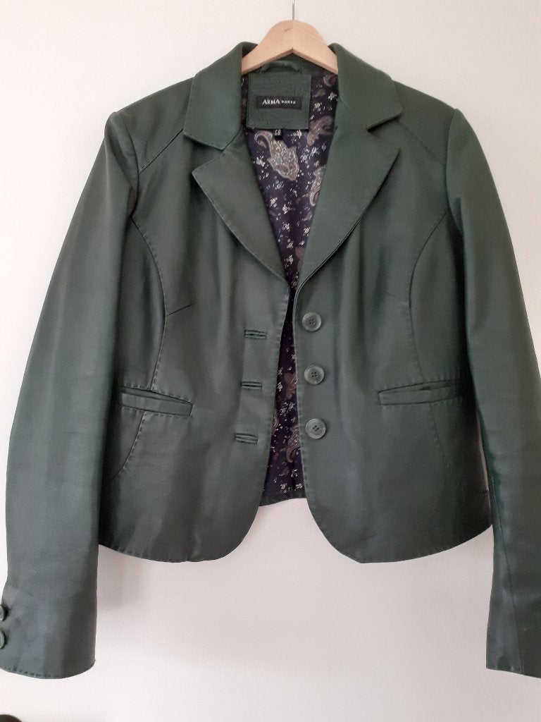 ARMA olijfgroen leren jasje, Maat 42/44 (L), Ophalen of Verzenden, Zo goed als nieuw, Jasje