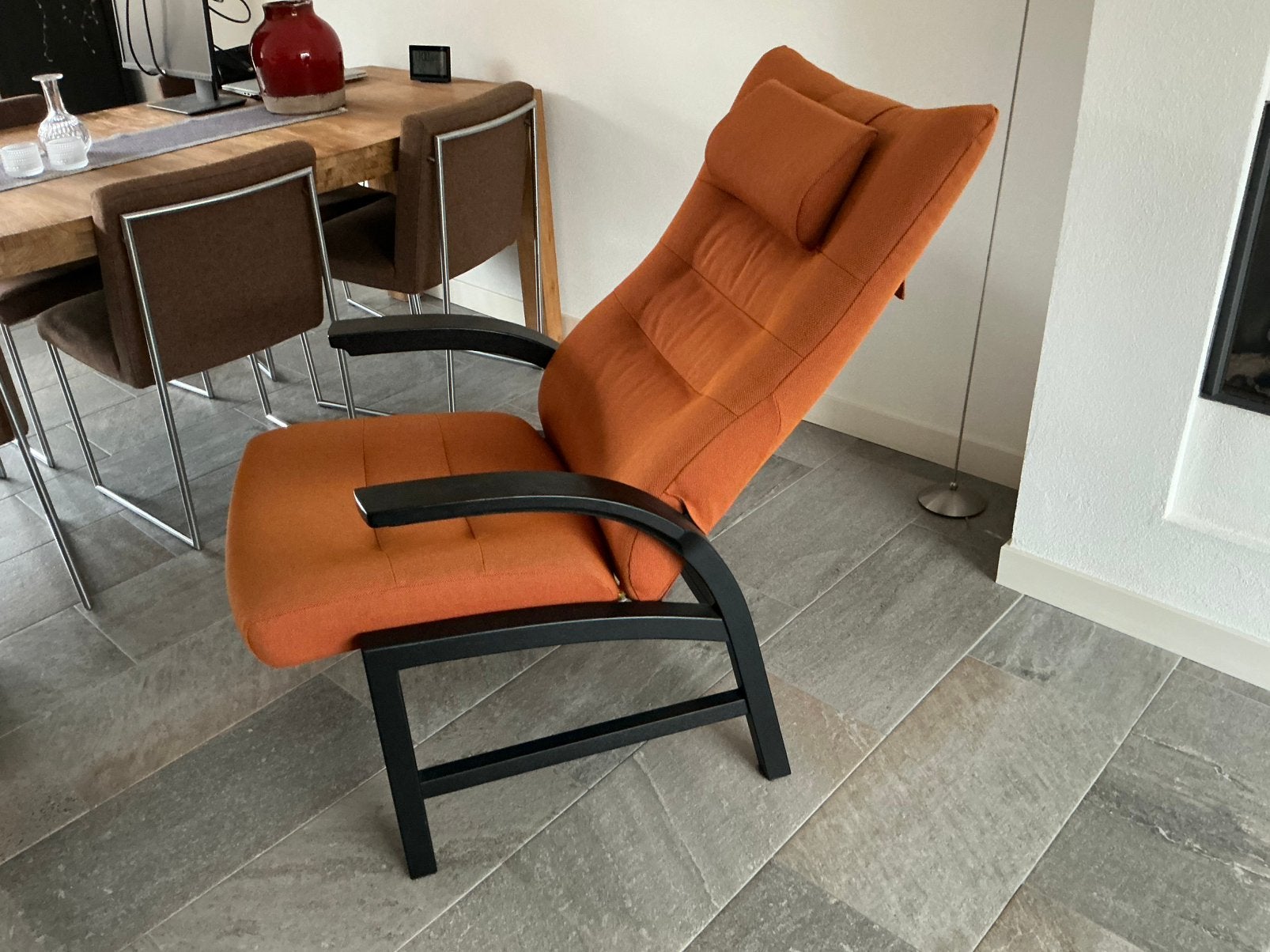 Farstrup relaxstoel met vertelbare rugleuning, 100 tot 125 cm, Ophalen of Verzenden, Zo goed als nieuw, Stof