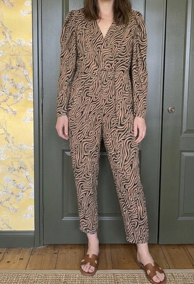 Lofty Manner viscose jumpsuit met pofmouwen - Maat L, Ophalen of Verzenden, Zo goed als nieuw, Maat 42/44 (L), Meerkleurig