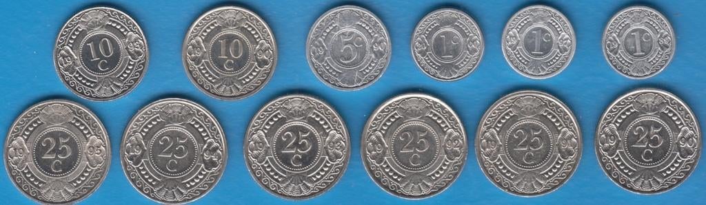 Nederlandse Antillen 12 versch. munten 1 cent t/m 25 cent, Postzegels en Munten, Munten | Nederland, Ophalen of Verzenden, Koningin Beatrix