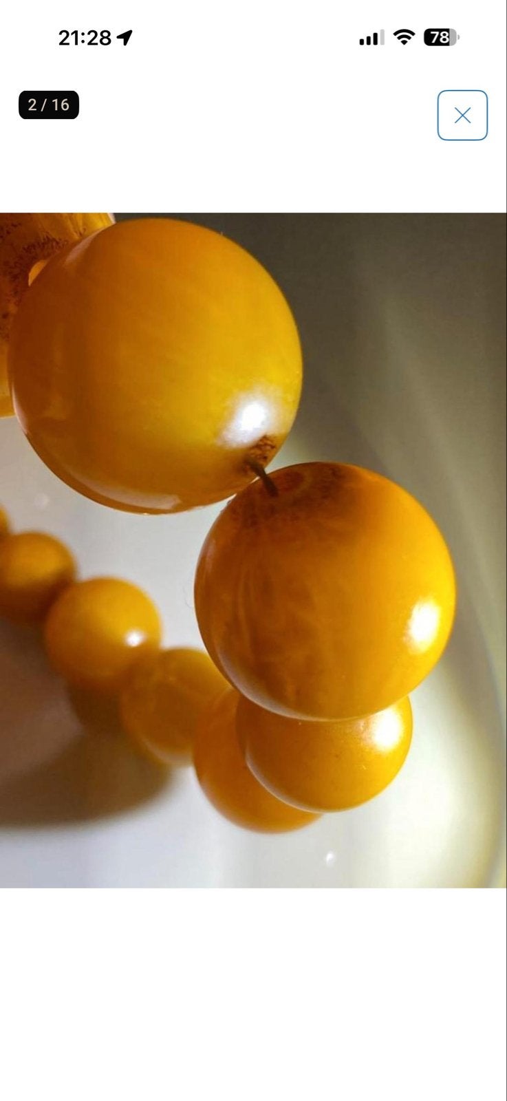 Bakeliet Ketting Antiek – Warme Butterscotch Kleur, Sieraden, Tassen en Uiterlijk, Kettingen, Verzenden, Geel, Zo goed als nieuw