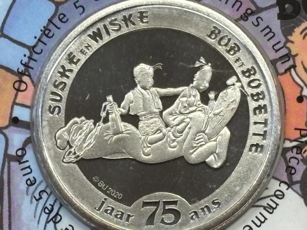 5 euro 75 jaar Suske&wiske coincard Belgie 2020, Ophalen of Verzenden, Verzilverd, Setje