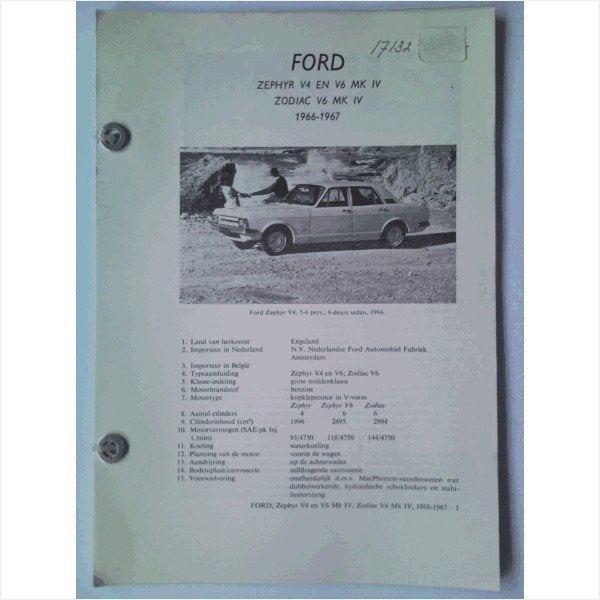 Ford Zephyr V4 en V6 Zodiac V6 Vraagbaak losbladig 1966-1967, Ophalen of Verzenden, Gelezen, Ford