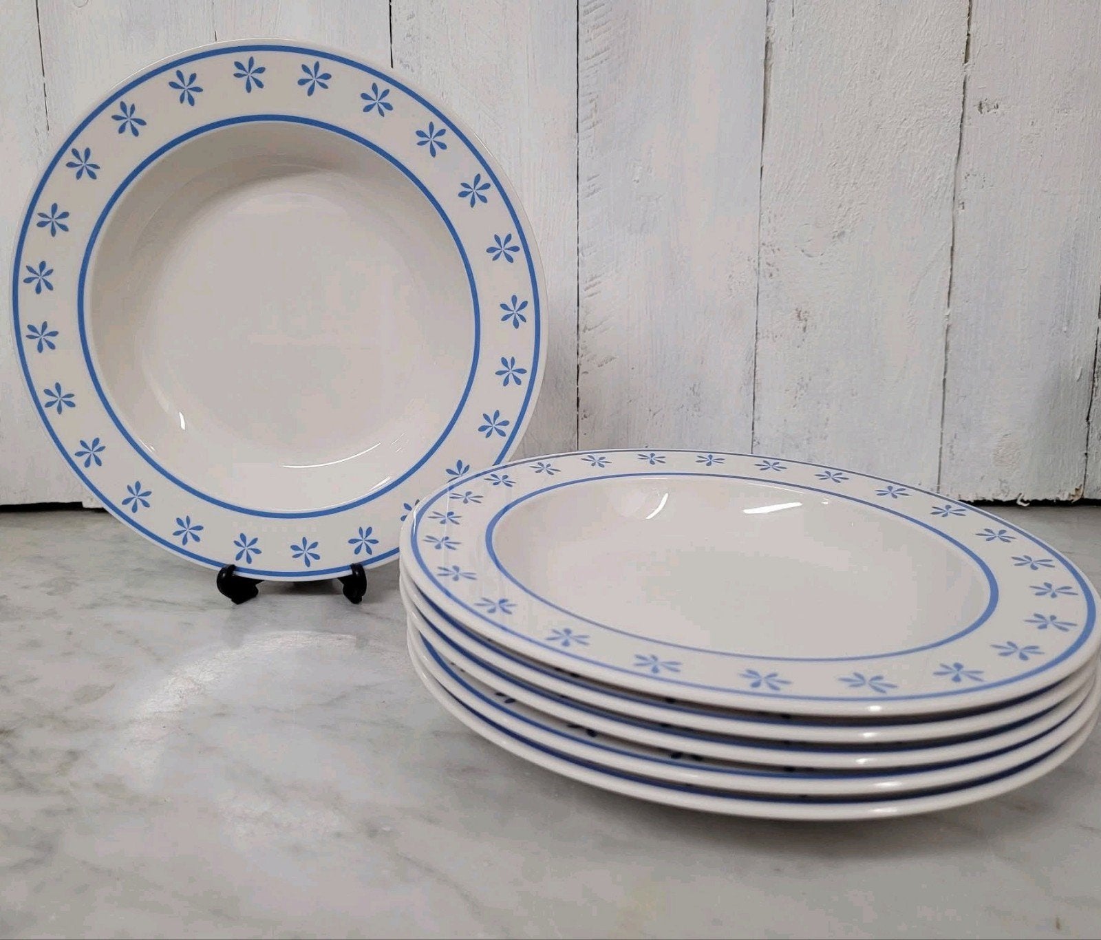 Mepal melamine borden met blauwe bloemen, Verzenden, Zo goed als nieuw