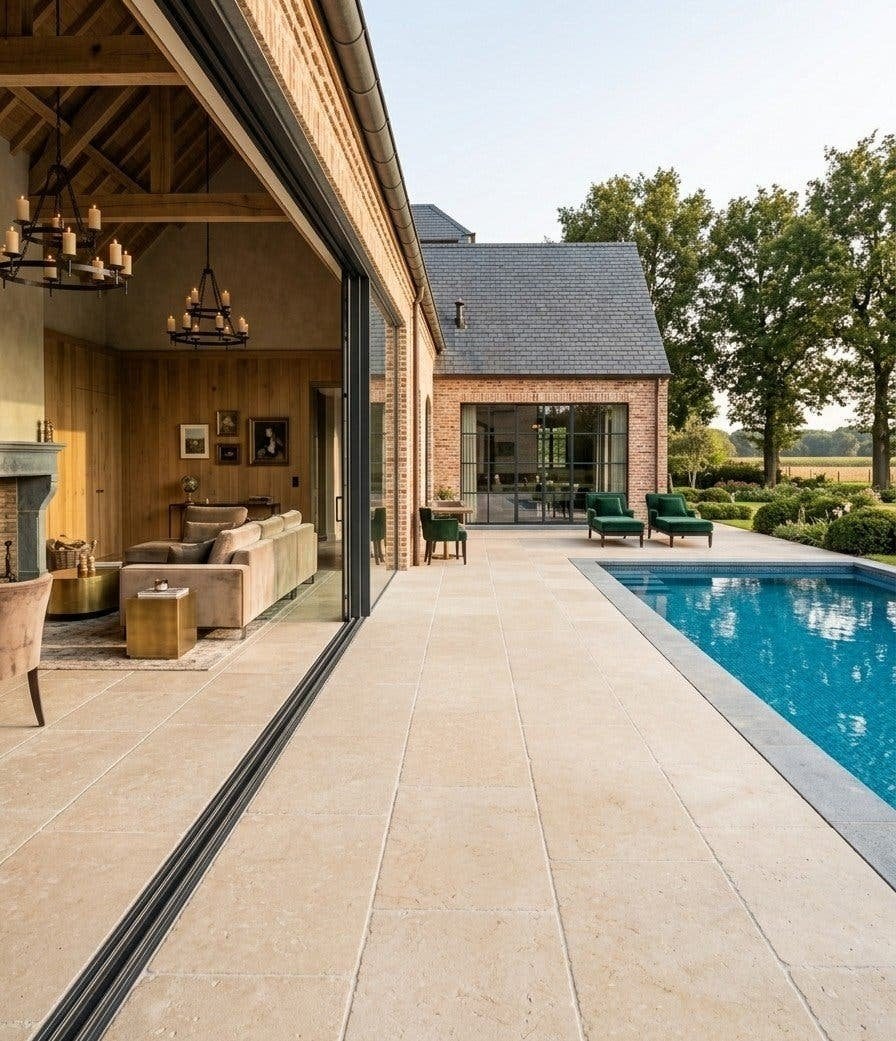 NATUURSTEEN BUITENTEGELS BOURGONDISCHE DALLEN VLOEREN POOL!, Nieuw, Ophalen of Verzenden, Terrastegels, Natuursteen