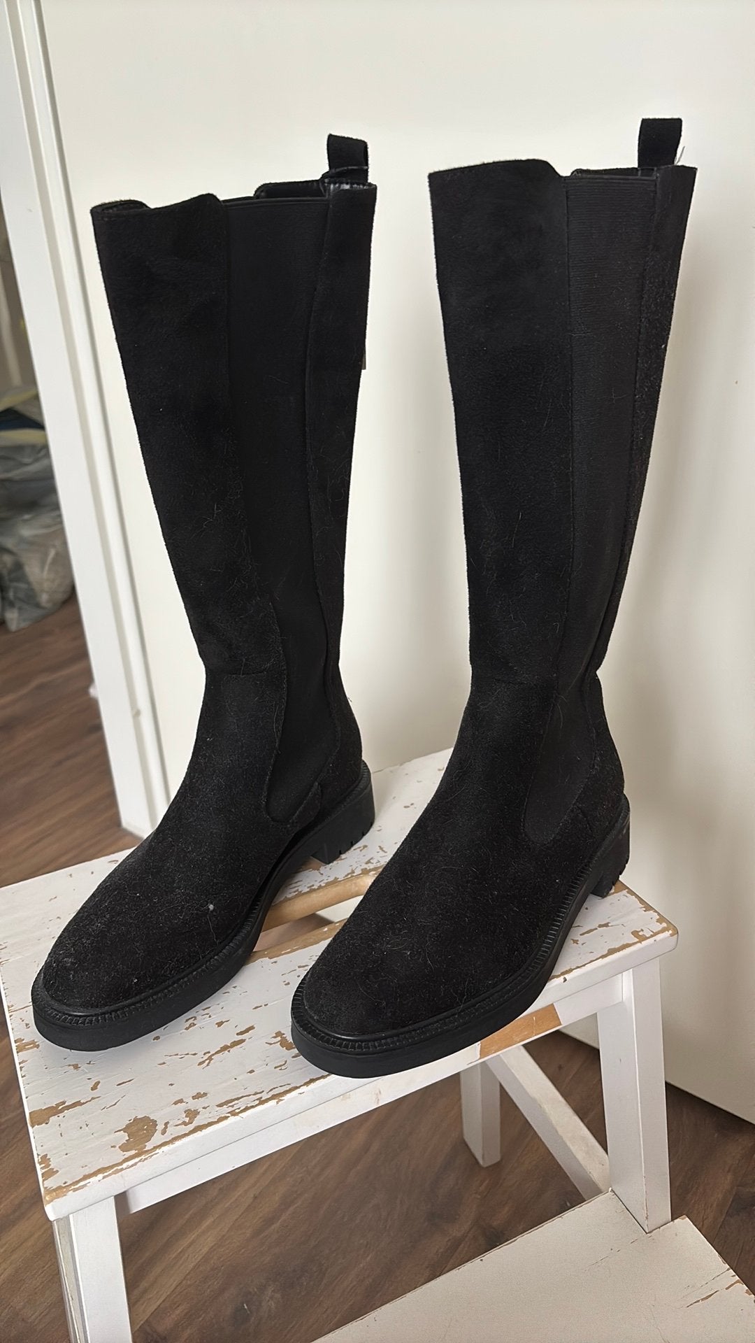 ZARA Zwarte suède laarzen, Hoge laarzen, Zwart, Nieuw, Ophalen of Verzenden