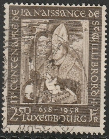 Luxemburg 1958 584 Willibrord, Gest, Ophalen of Verzenden, Luxemburg, Gestempeld