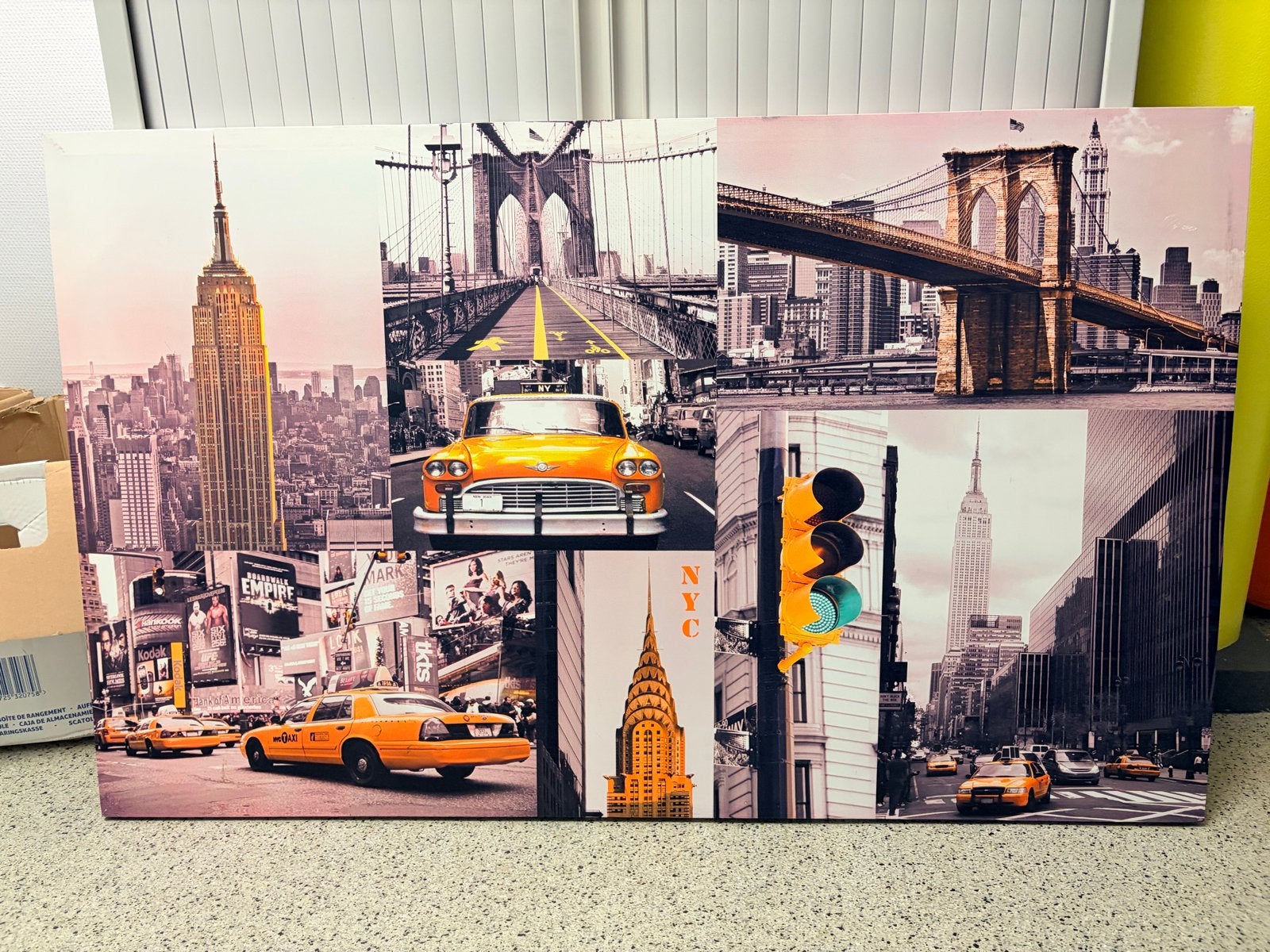 New York City Canvas Schilderij - Empire State Building, 50 tot 75 cm, Ophalen of Verzenden, Zo goed als nieuw, Schilderij