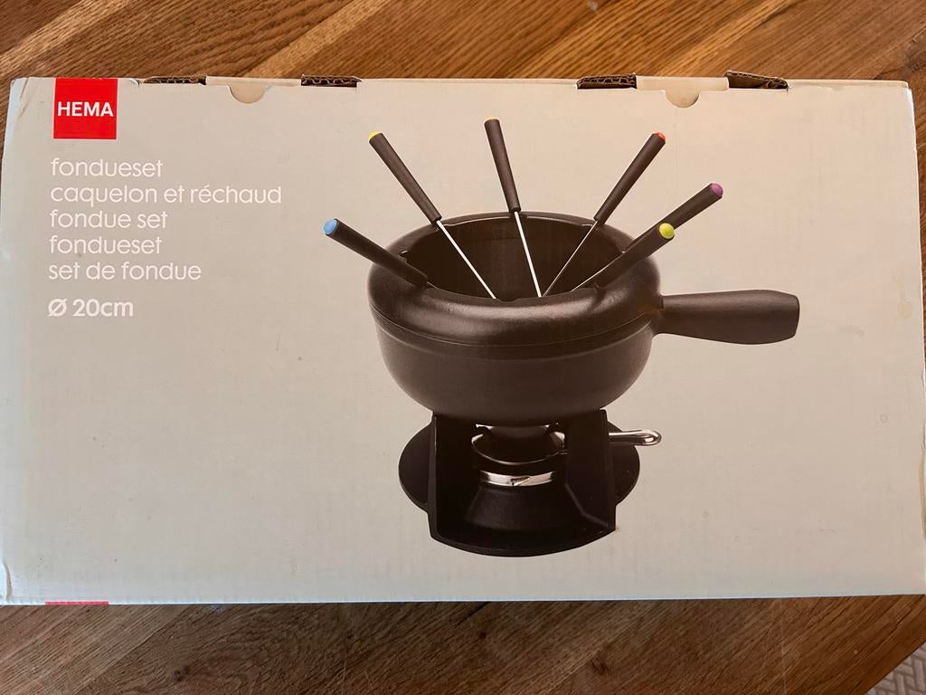 Gietijzeren Fondueset HEMA - 6 Personen, Witgoed en Apparatuur, Fonduesets, Ophalen, Zo goed als nieuw, Brander, Fondueset