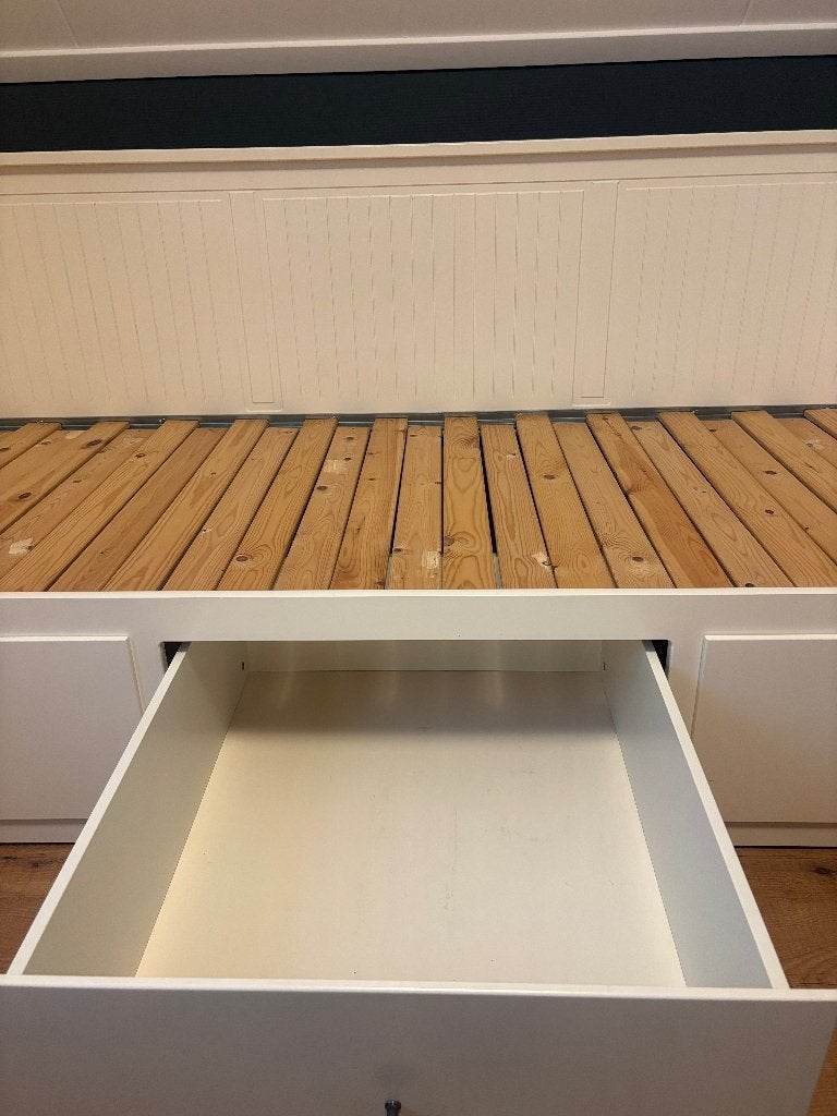 Hemnes bed zo goed als nieuw, Ophalen, Eenpersoons, Wit, 80 cm