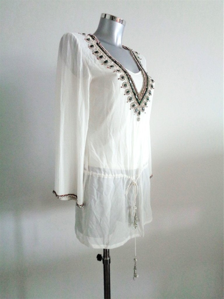 TAJ by Sabrina Crippa zijden tuniek small, NIEUW kaartje, Kleding | Dames, Ophalen of Verzenden, Nieuw, Maat 36 (S), Wit