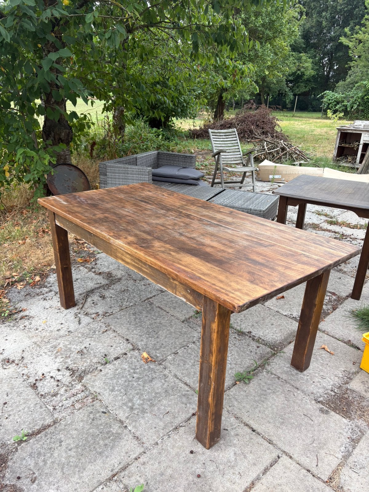 Tafel, Tuin en Terras, Ophalen, Zo goed als nieuw, Rechthoekig, Hout