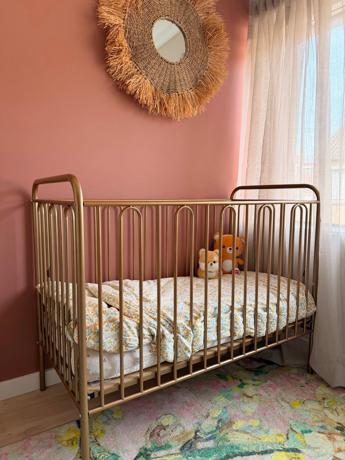 Gouden ledikantje met matras - Polini Kids Vintage 120, Ophalen, Gebruikt, 70 tot 85 cm, Minder dan 140 cm