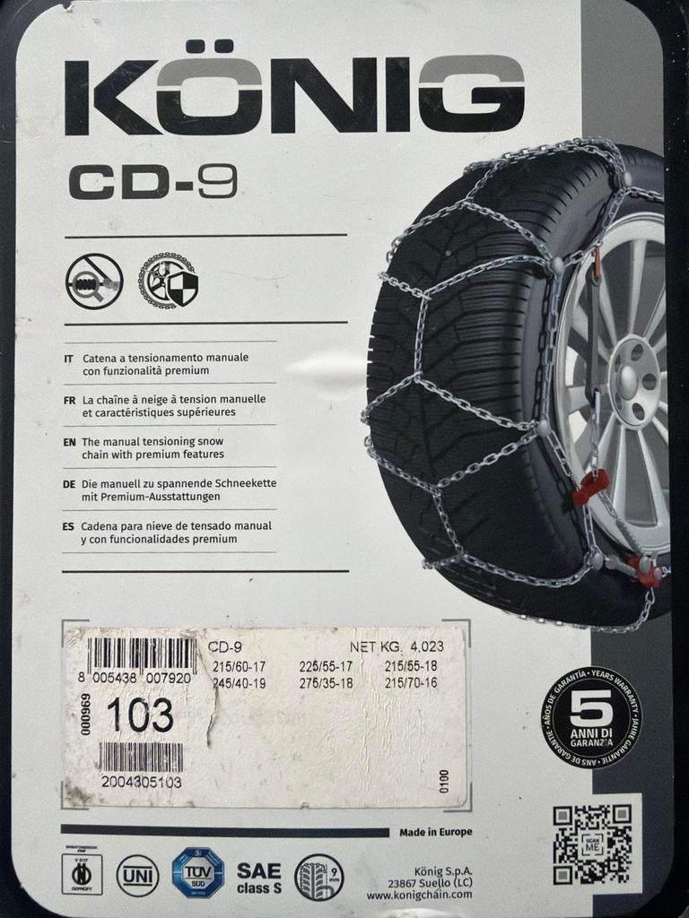 König CD-9 Sneeuwkettingen - Nieuw en Ongebruikt, Auto diversen, Sneeuwkettingen, Nieuw, Ophalen of Verzenden