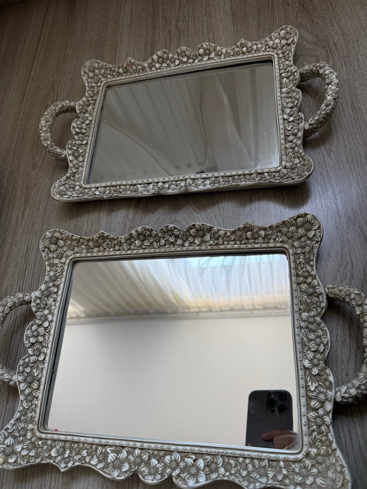 2 Zara Home dienbladen met spiegel - 30cm, Huis en Inrichting, Woonaccessoires | Dienbladen, Overige materialen, Gebruikt, Met spiegel