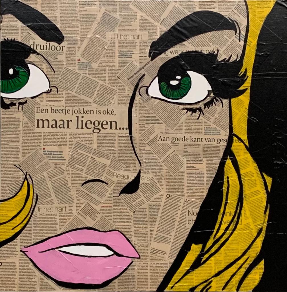Popart op Krant Dame, Ophalen, Oorspronkelijke maker, Nieuw, Schilderij