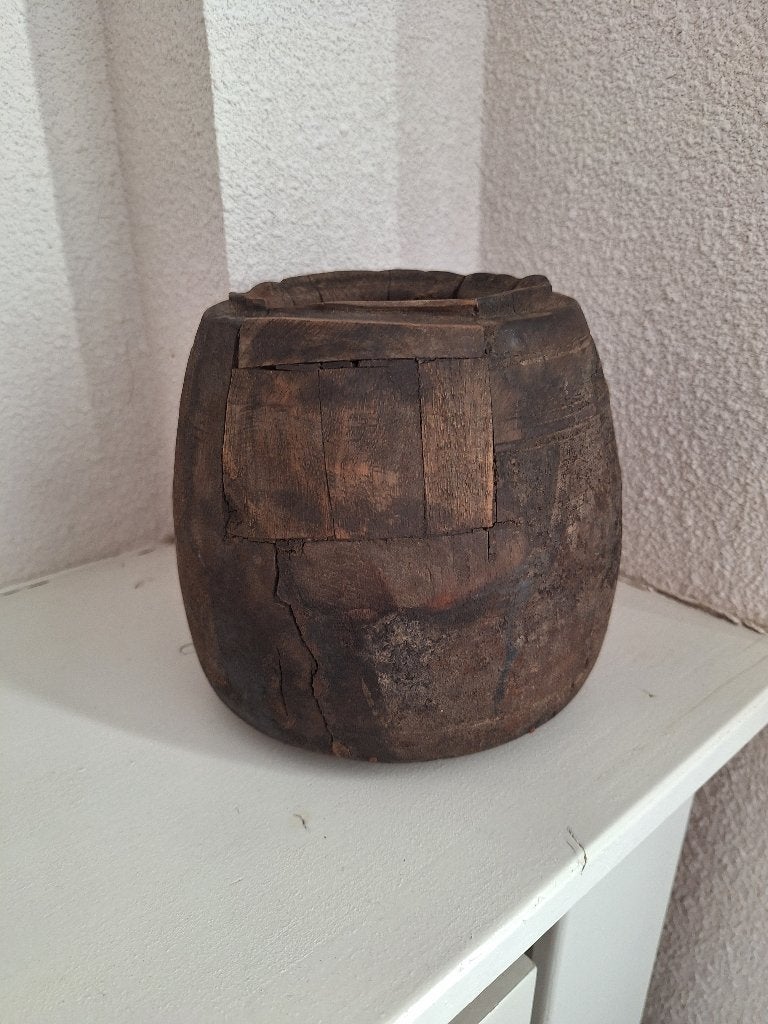 Houten pot, Huis en Inrichting, Woonaccessoires | Overige, Ophalen, Gebruikt, Hout, Landelijk