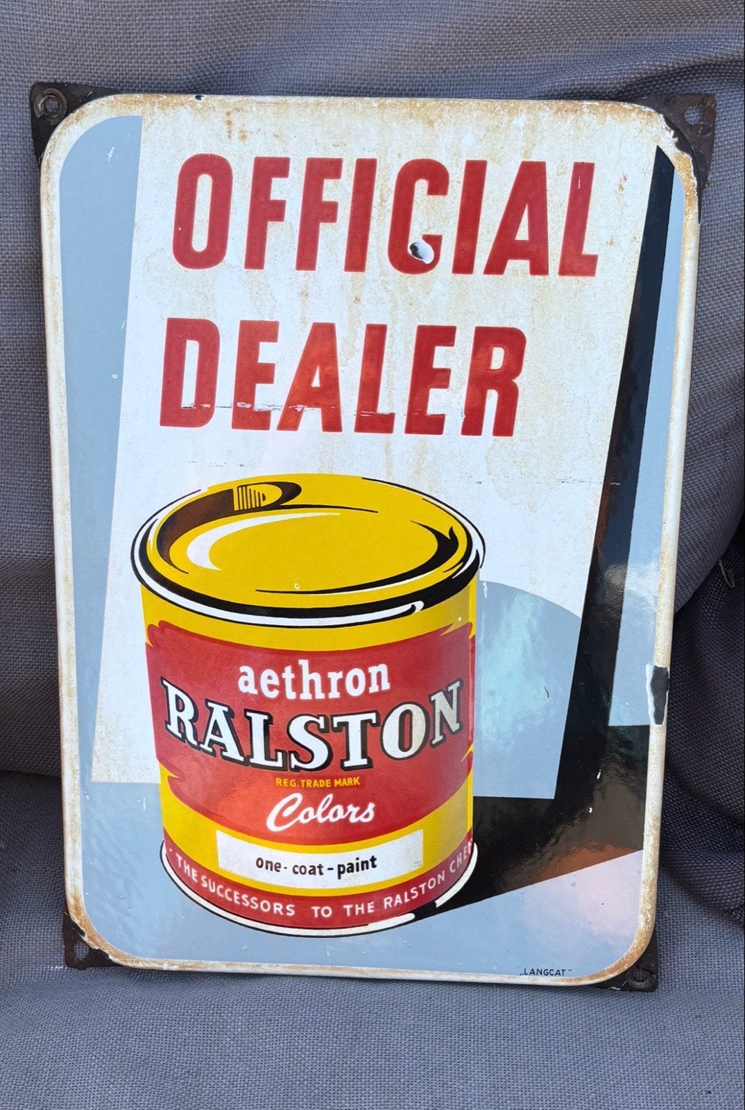 Emaille Reclamebord  Ralston Verf Official Dealer, Ophalen of Verzenden, Gebruikt, Reclamebord