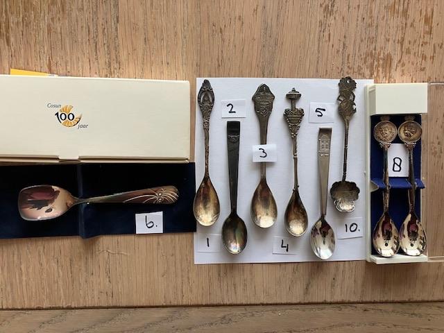 zwaar verzilverde lepeltjes + 2xsuikerschep, Antiek en Kunst, Ophalen of Verzenden