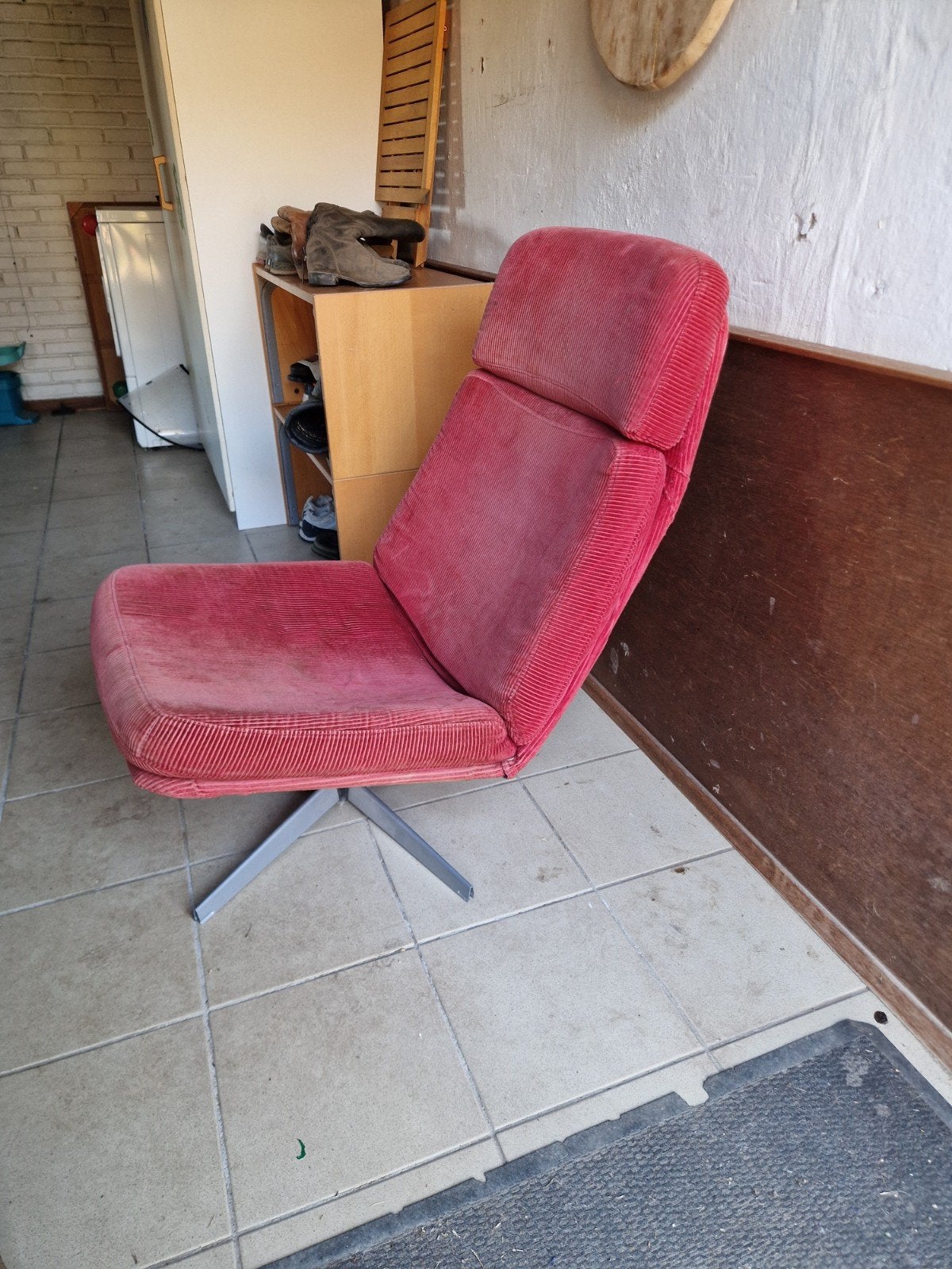 rood draai fauteuil Ikea, Huis en Inrichting, Fauteuils, Ophalen, Gebruikt, Minder dan 75 cm, Stof