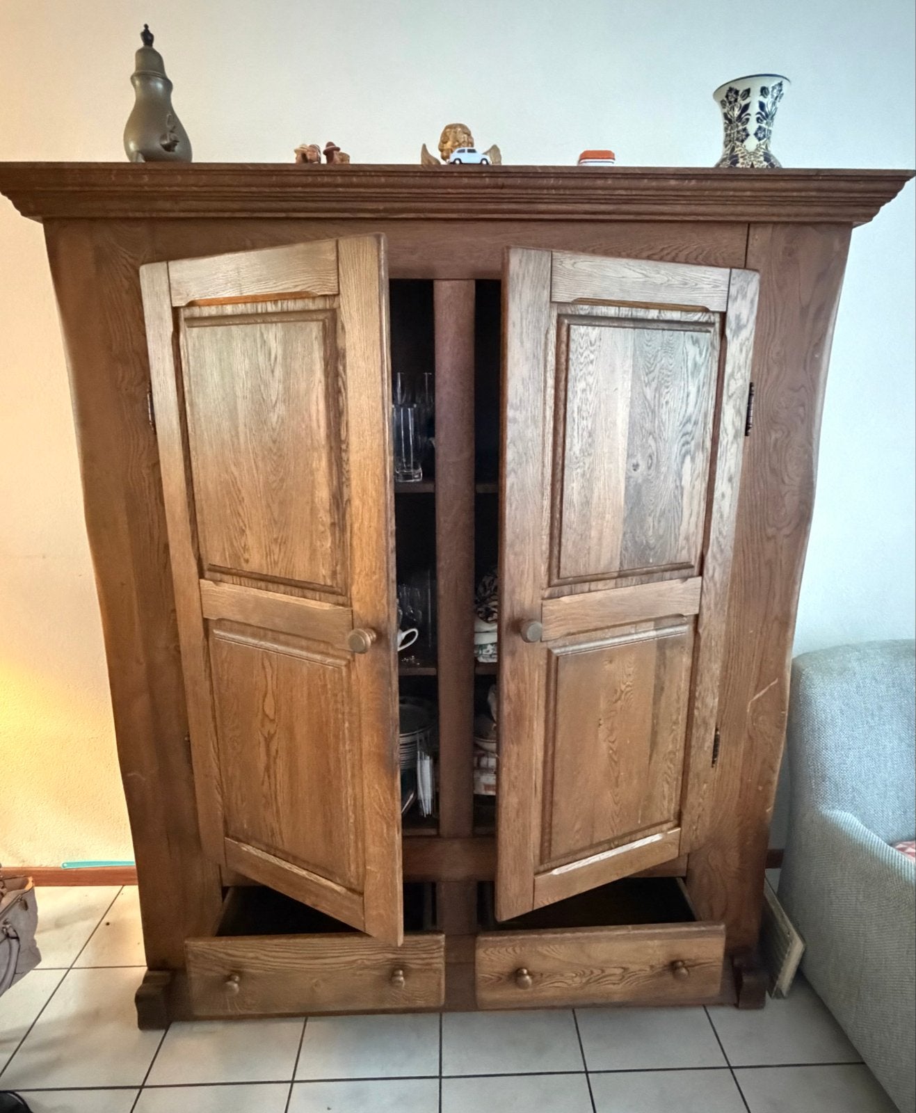Gratis op te halen: Massief eikenhouten kast, Ophalen, Gebruikt, Eikenhout, Massief eiken
