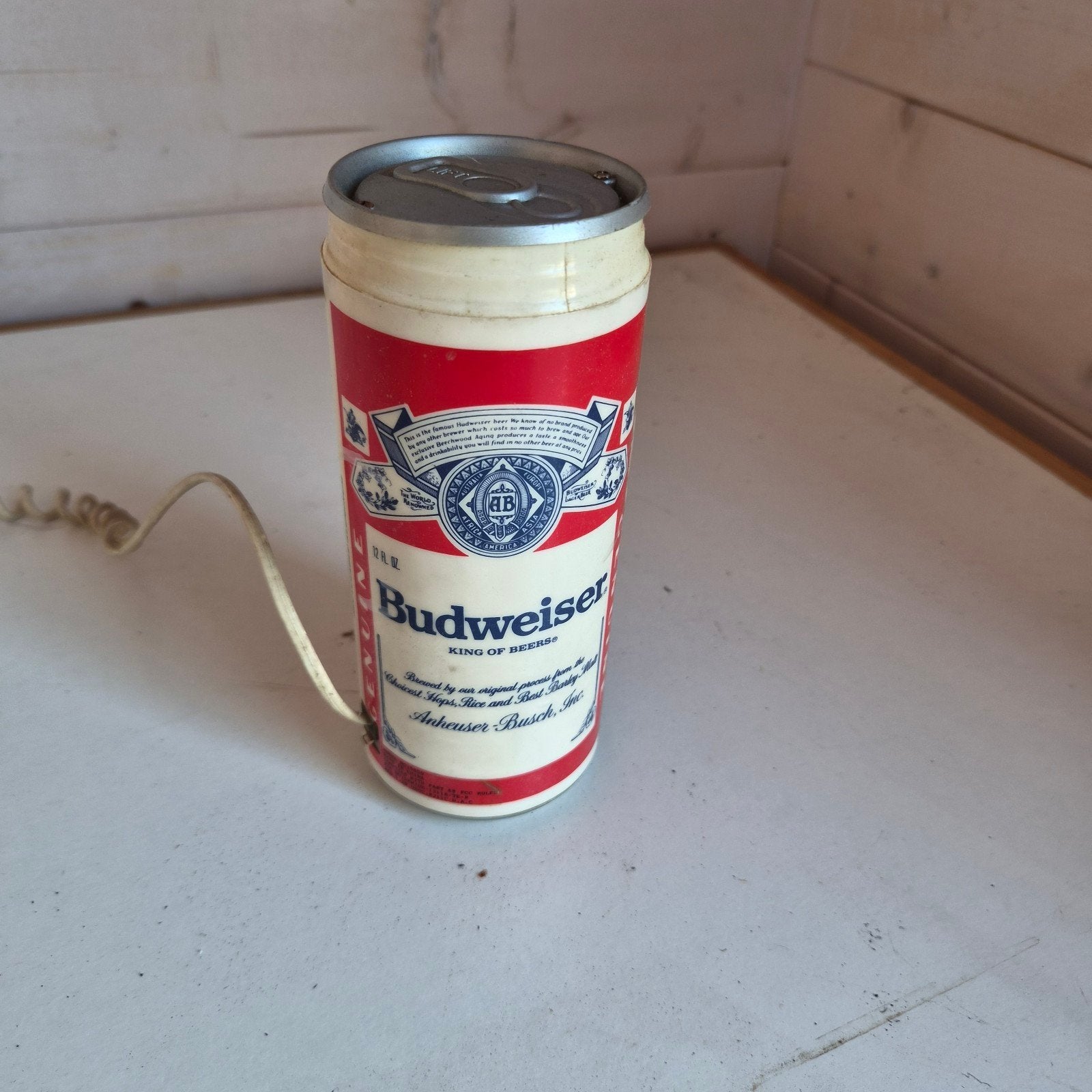 Vintage Budweiser blik telefoon met druktoetsen, Telecommunicatie, Ophalen of Verzenden, Gebruikt