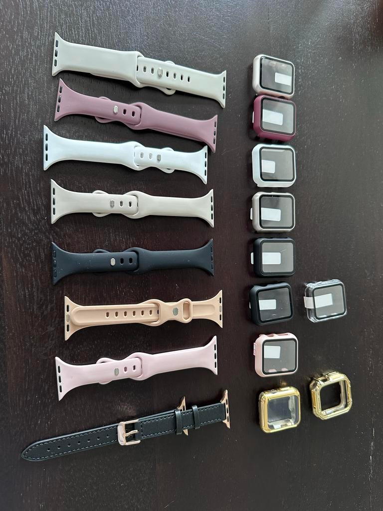 Apple Watch bandjes en beschermers 38mm, Telecommunicatie, Wearable-accessoires, Gebruikt, Bandje, Verzenden