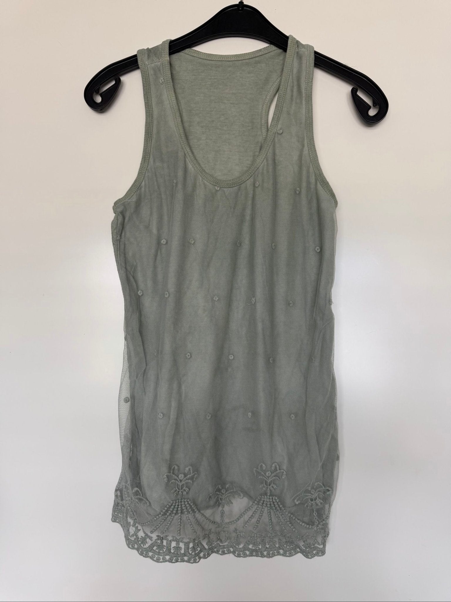 Speelse y2k Geborduurde Mesh Laagjes Tanktop M, Ophalen of Verzenden, Gedragen, Maat 38/40 (M), Groen