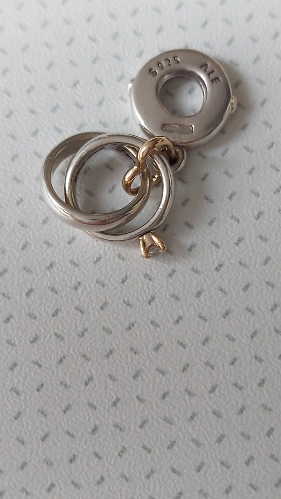 ❤️ Originele Pandora bedel hanger trouwringen zilver goud, Pandora, Ophalen of Verzenden, Zo goed als nieuw, Goud