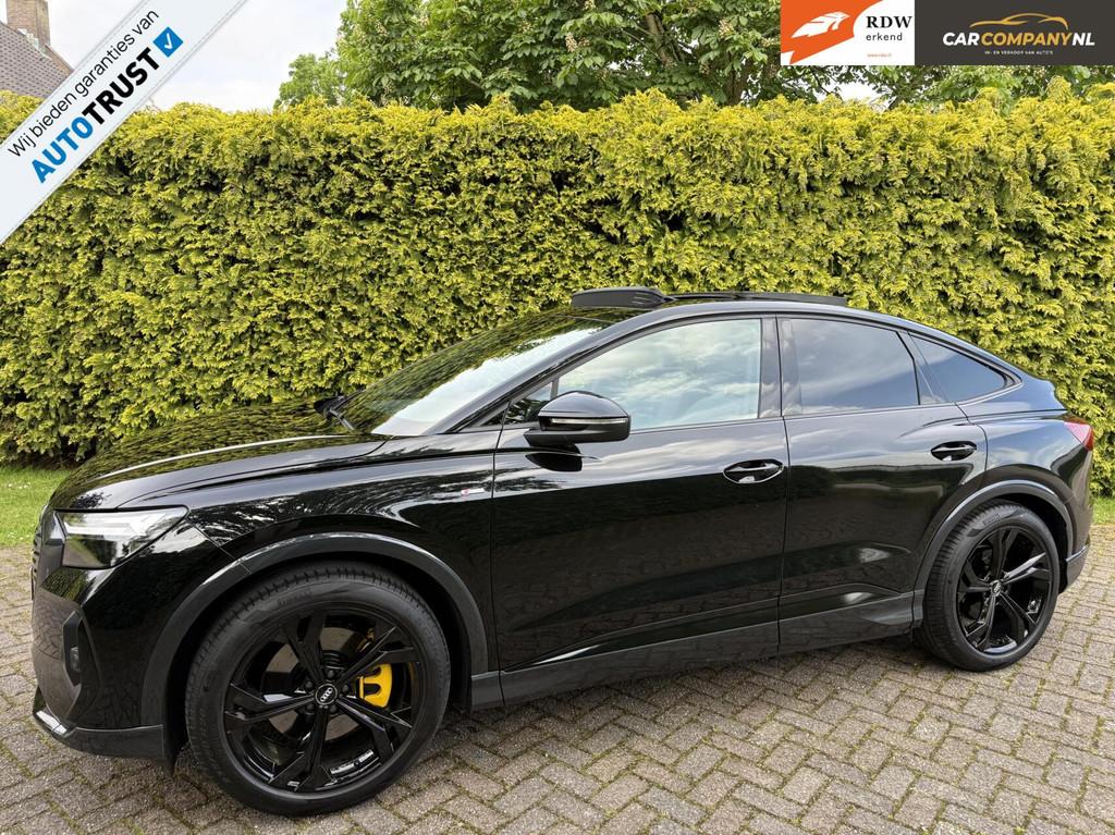 Audi Q4 Sportback|77 kWh |S-line| BLACK edit.|PANODAK|SFEER, Auto's, Audi, Automaat, Achterwielaandrijving, Gebruikt, Zwart