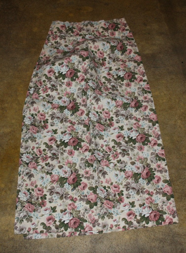 Vintage beige stof met pastelkleurige bloemen Gordijn, Overige materialen, Gebruikt, Overige merken, Ophalen of Verzenden