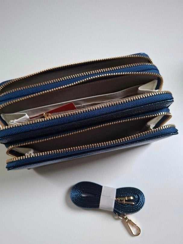 Telefoontasje met Schouderriem - Blauw/Zilver, Ophalen of Verzenden, Nieuw, Blauw, Schoudertasje