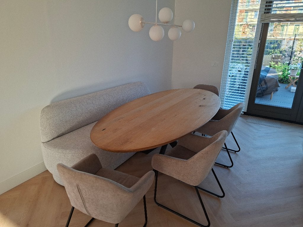 Mooie eiken eettafel te koop, Ophalen, Gebruikt, 100 tot 150 cm, 200 cm of meer