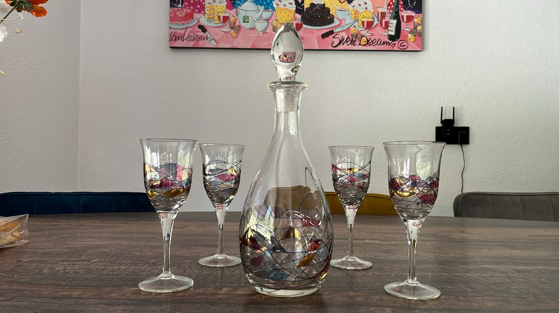 Glazen karaf met 4 glazen, Ophalen