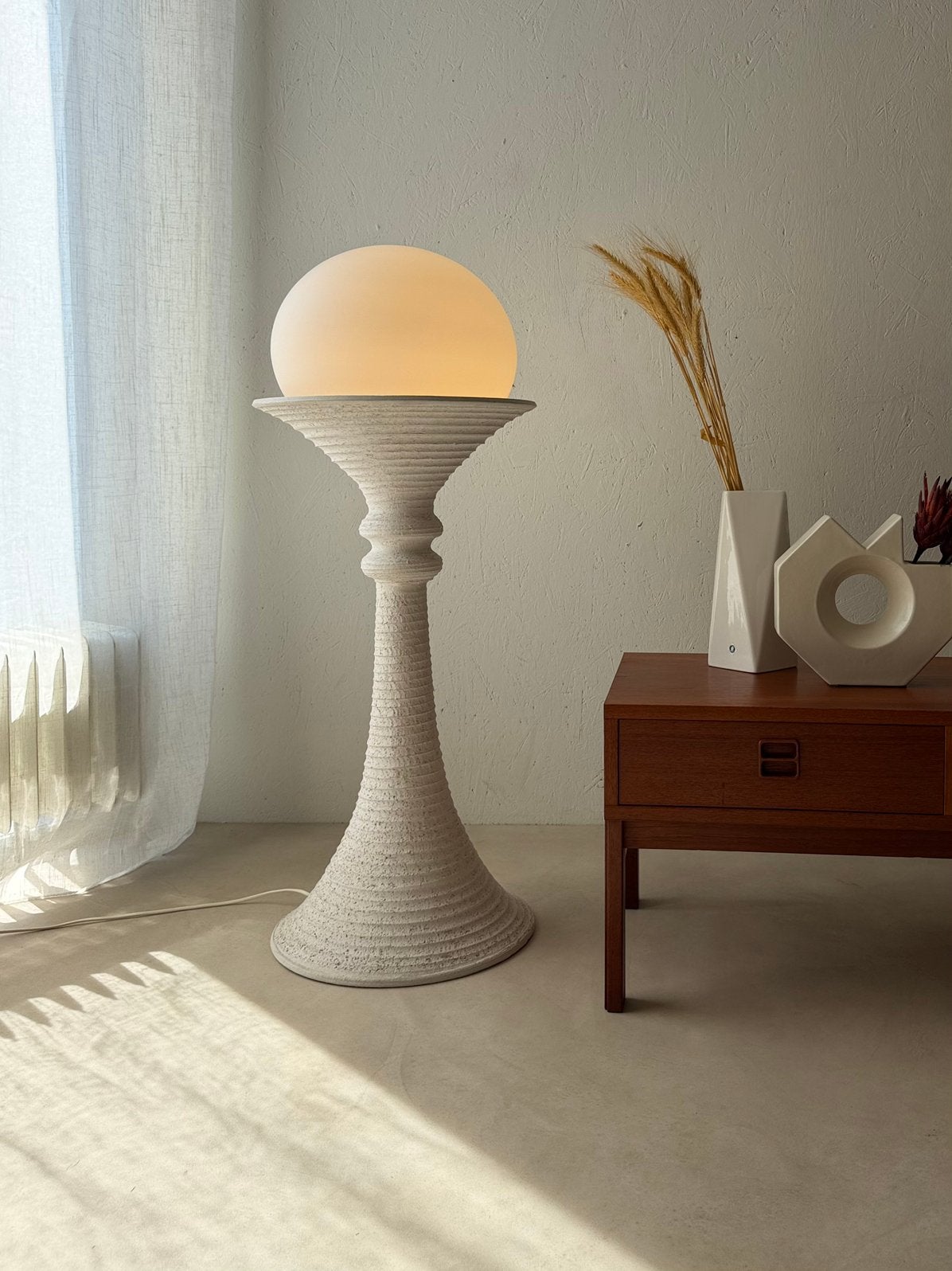 Doria Leuchten keramische vloerlamp jaren 60, Ophalen of Verzenden, Gebruikt, Glas, Mid century