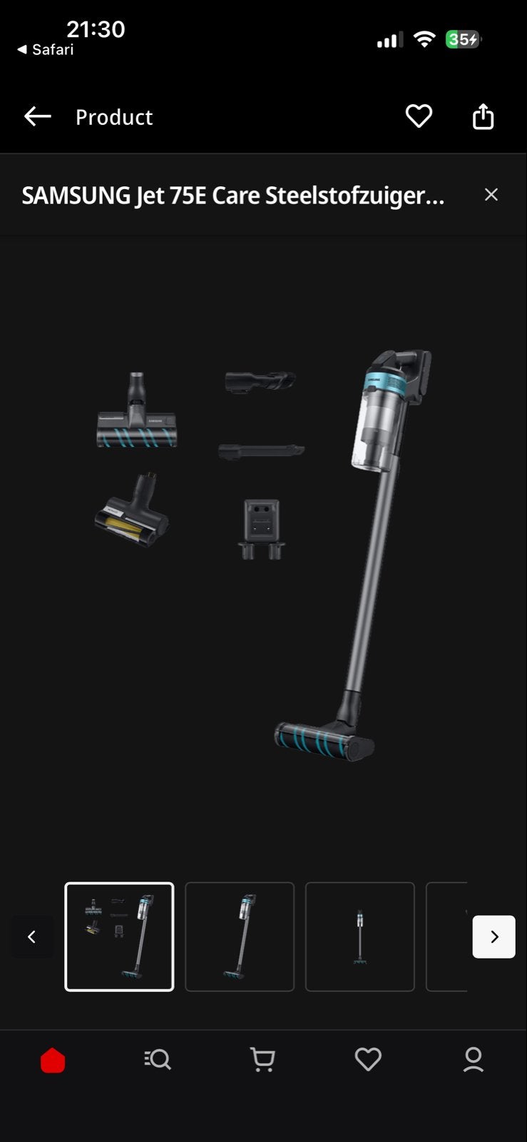 SAMSUNG Jet 75E Care Steelstofzuiger met accessoires, Witgoed en Apparatuur, Stofzuigers, Ophalen of Verzenden, Reservoir, Steelstofzuiger