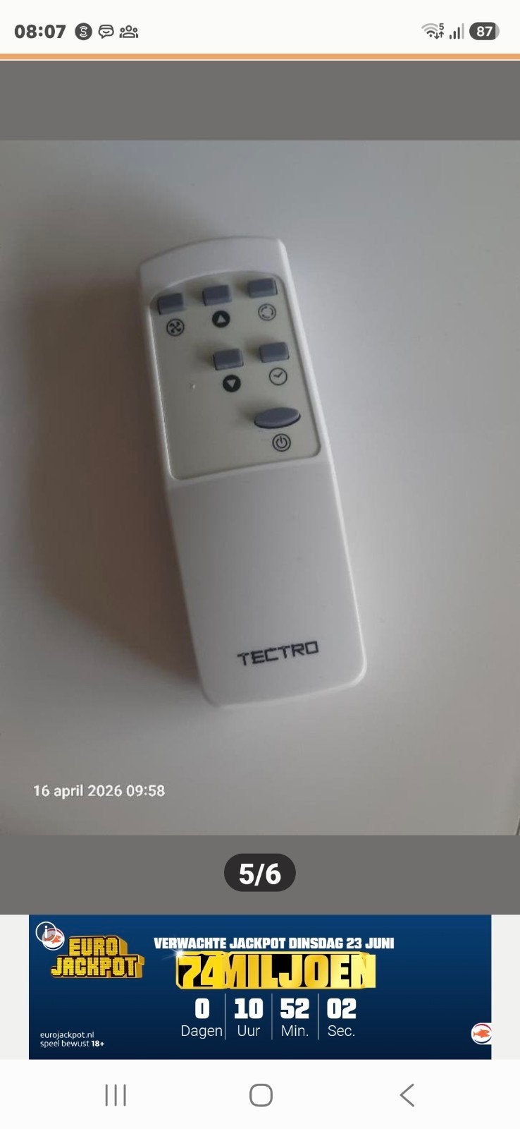 Afstandsbediening voor mobiele erco, Witgoed en Apparatuur, Airco's, Ophalen, Minder dan 60 m³, 3 snelheden of meer, Afstandsbediening