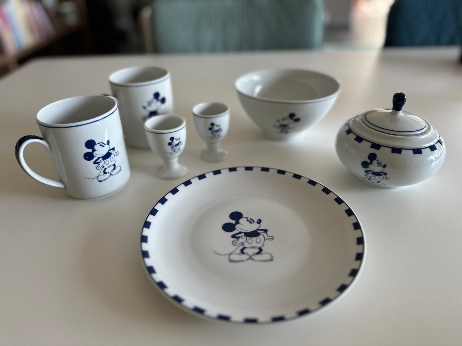 Disney Mickey Mouse porselein Guy Degrenne 7-delige set, Gebruikt, Ophalen of Verzenden, Overige stijlen, Porselein
